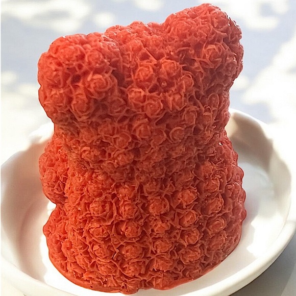 Cherry scented handmade 3D rose bear soap 3x2 inch 4oz donkey milk/ oatmeal milk - Picture 2 of 2